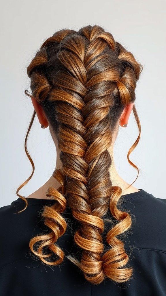 A woman with knotless braids and curly ends, showcasing a stylish hairstyle.