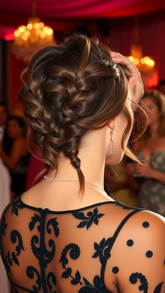 A woman with knotless braids styled in a side-swept look, featuring curly ends.