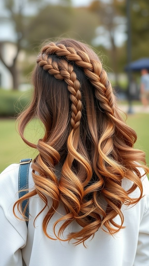 A woman with knotless braids and curly ends, showcasing a stylish hairstyle.