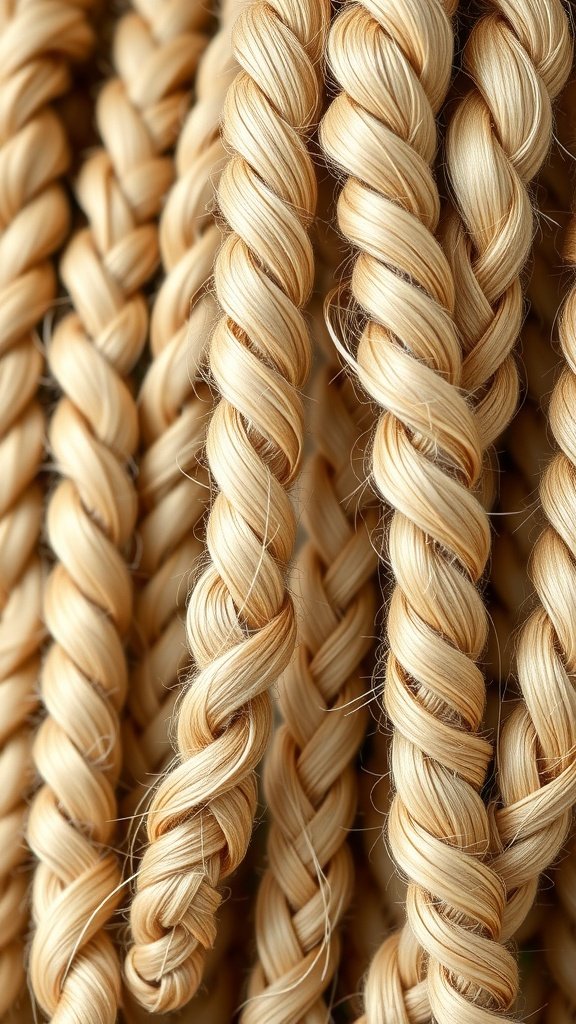 Close-up of blonde knotless braids