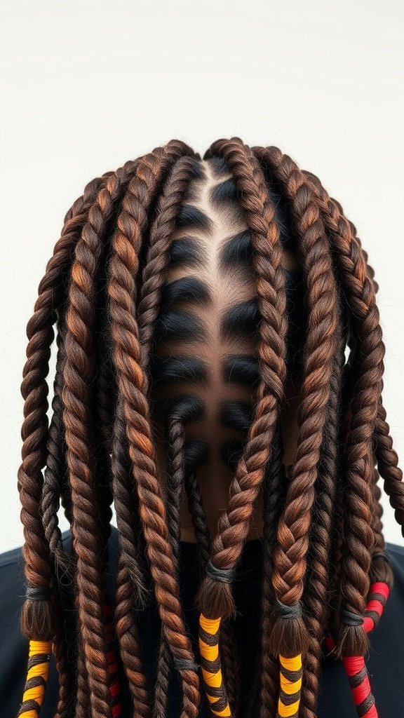 Knotless braids with colorful spiral accessories