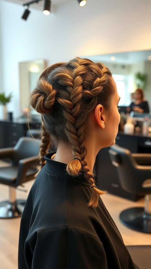 A woman with knotless braids styled with curly ends, showcasing a modern and stylish hairstyle.