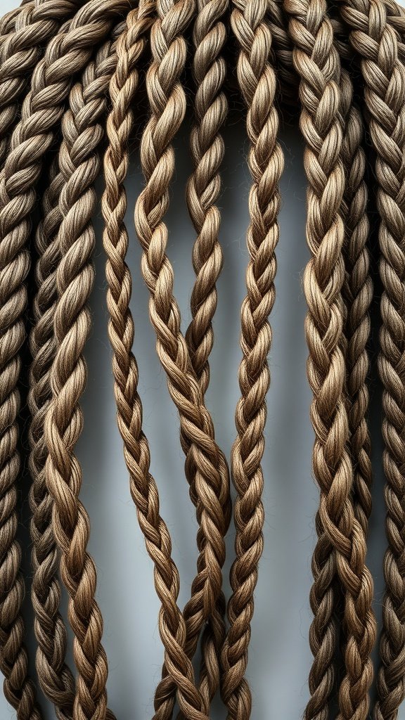 A collection of knotless braids showcasing various twists and colors.