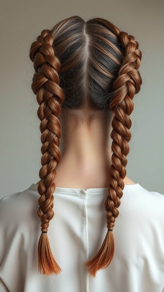 A close-up view of large knotless braids styled with a vintage flair.