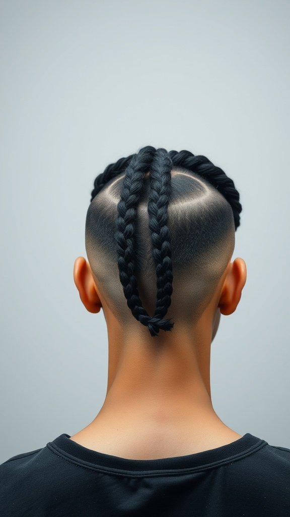 A person with large knotless braids and an undercut, showcasing a modern hairstyle.