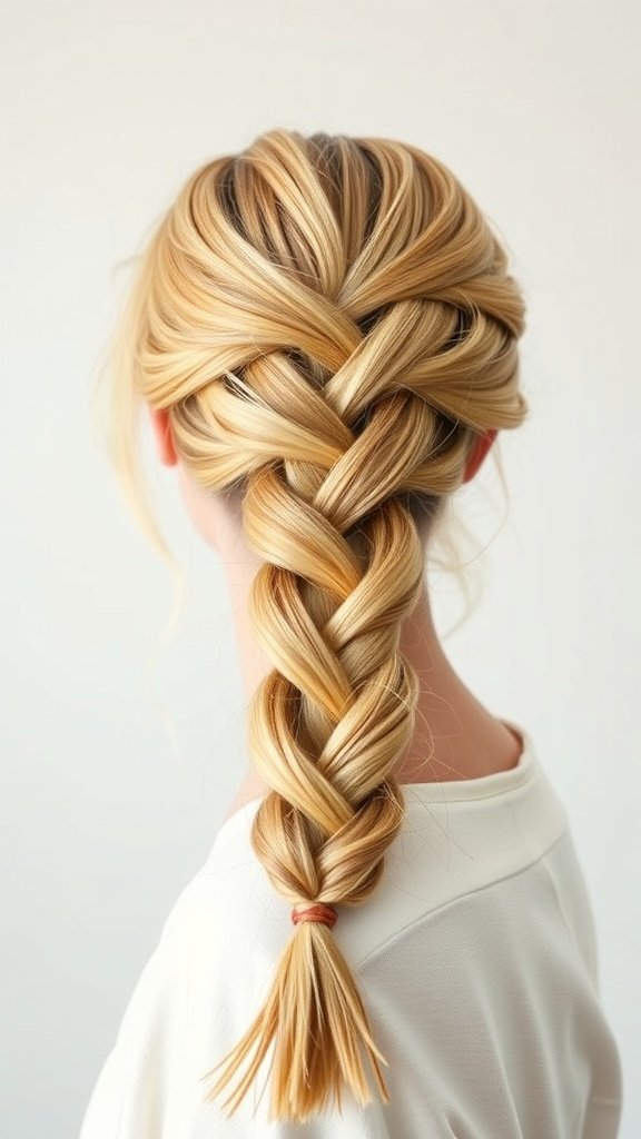 A close-up view of lemonade braids styled with a middle part, showcasing a neat and polished look.