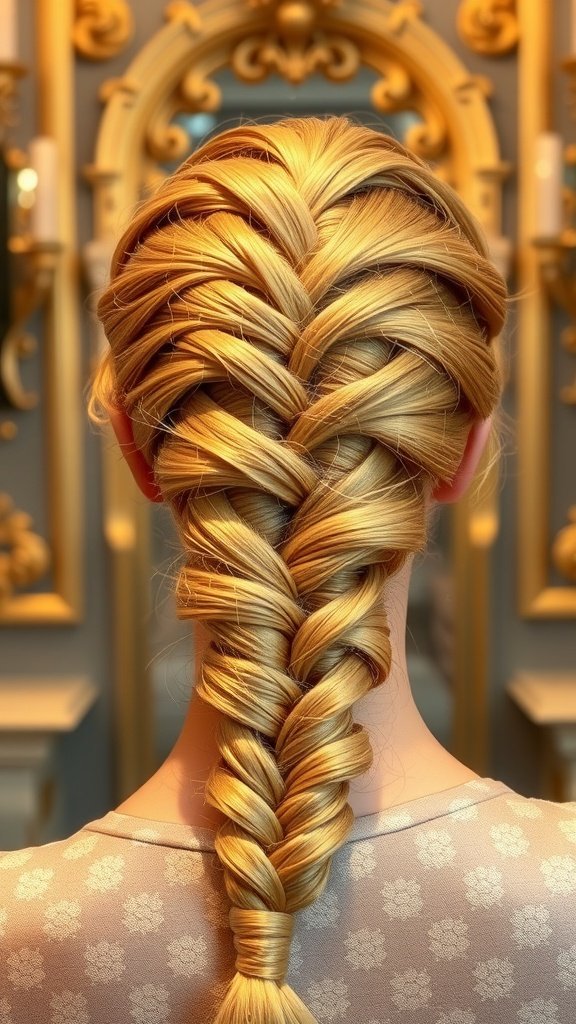 A close-up view of lemonade braids styled with a shiny finish.