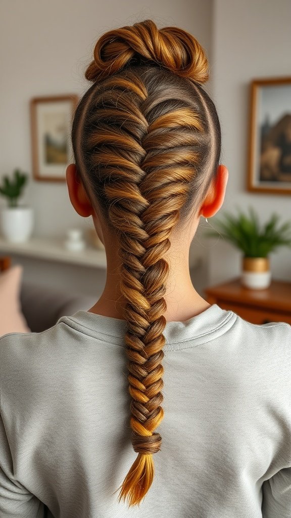 A stylish back view of a person with lemonade braids and a twist out hairstyle.