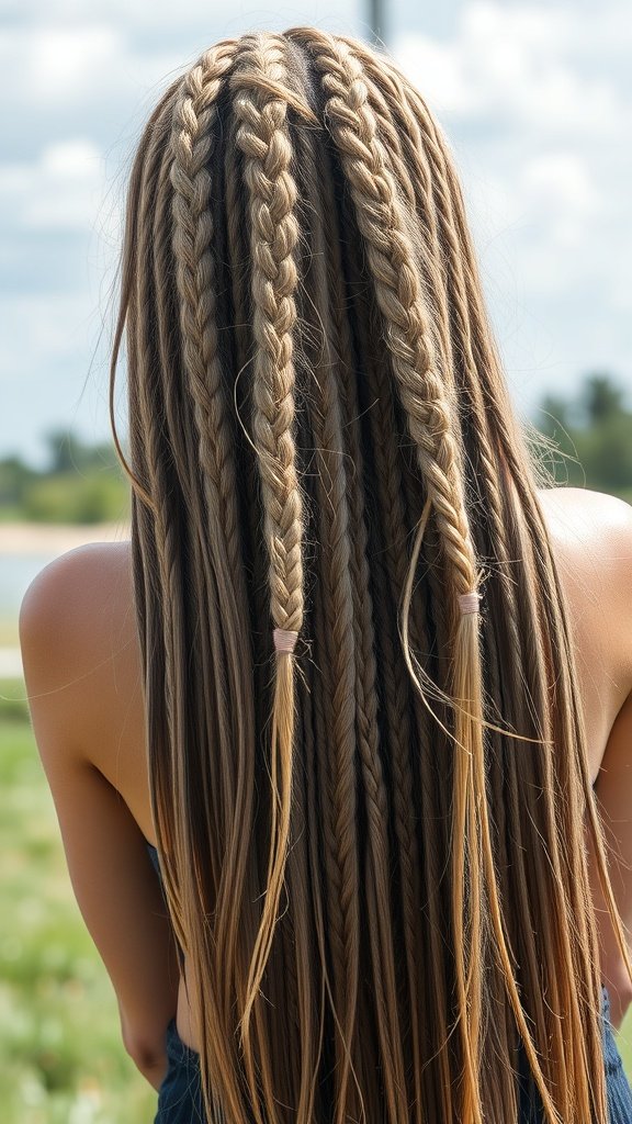 Long and flowing knotless braids styled beautifully