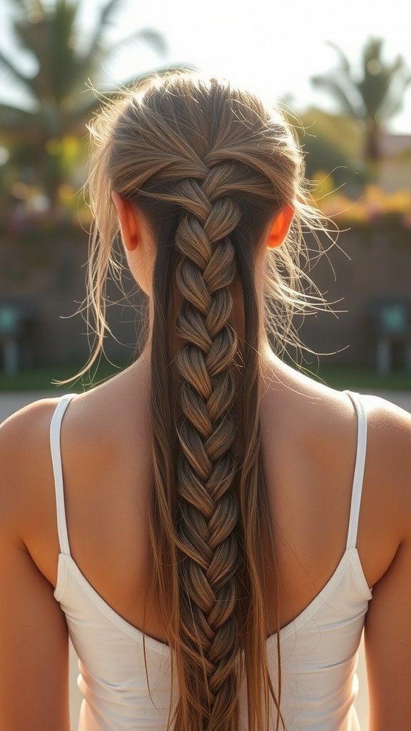 Long and flowing knotless braids styled elegantly