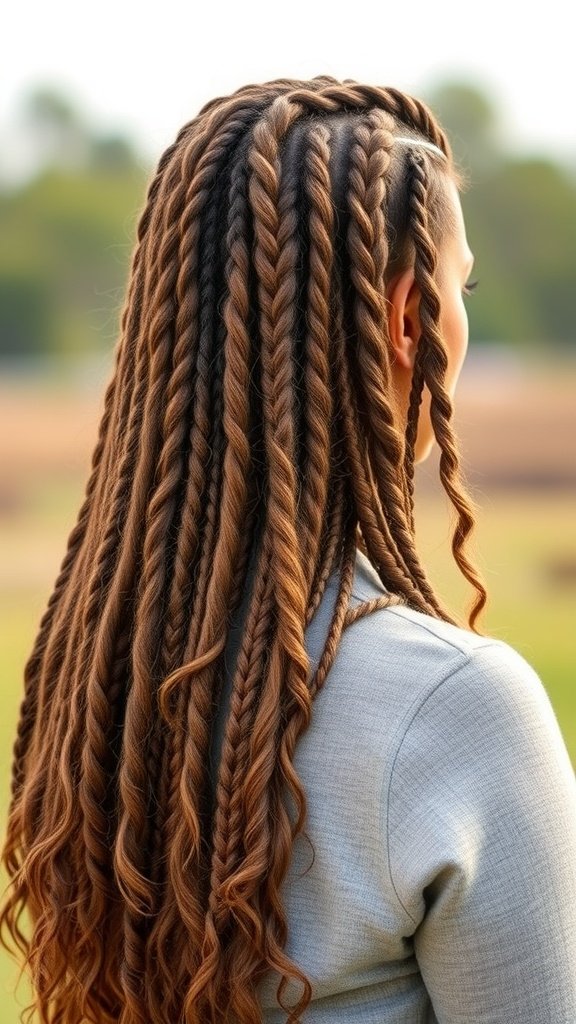 Long knotless braids with defined curls