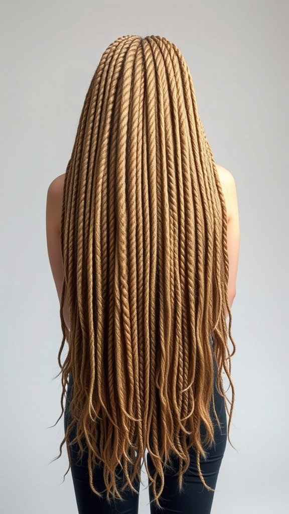 A person with long knotless twists hairstyle, showcasing the beauty and elegance of the style.