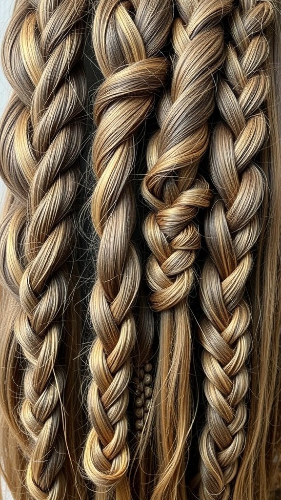 An array of braided hair in various shades and textures, showcasing a unique styling option.