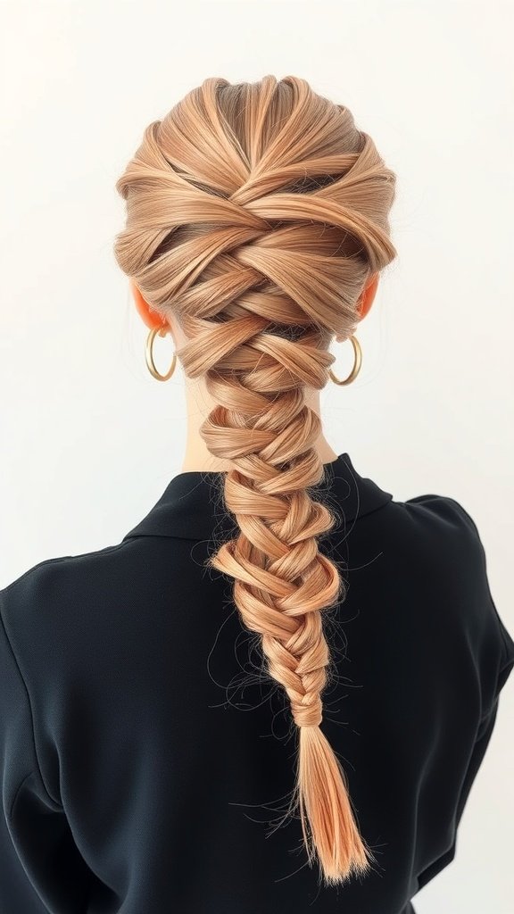 A beautiful display of rose gold knotless braids styled elegantly.