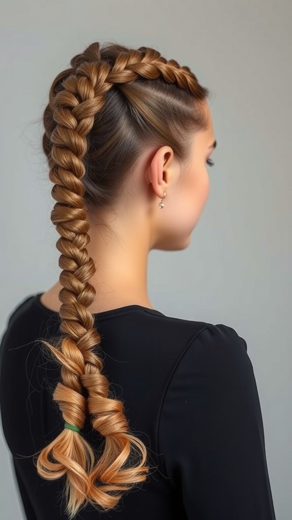 A woman with shoulder-length knotless braids styled with loose curls at the ends.