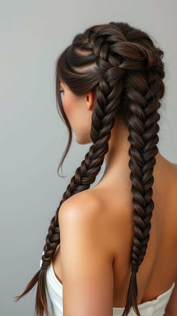A woman with side-swept knotless braids, showcasing a stylish and modern hairstyle.