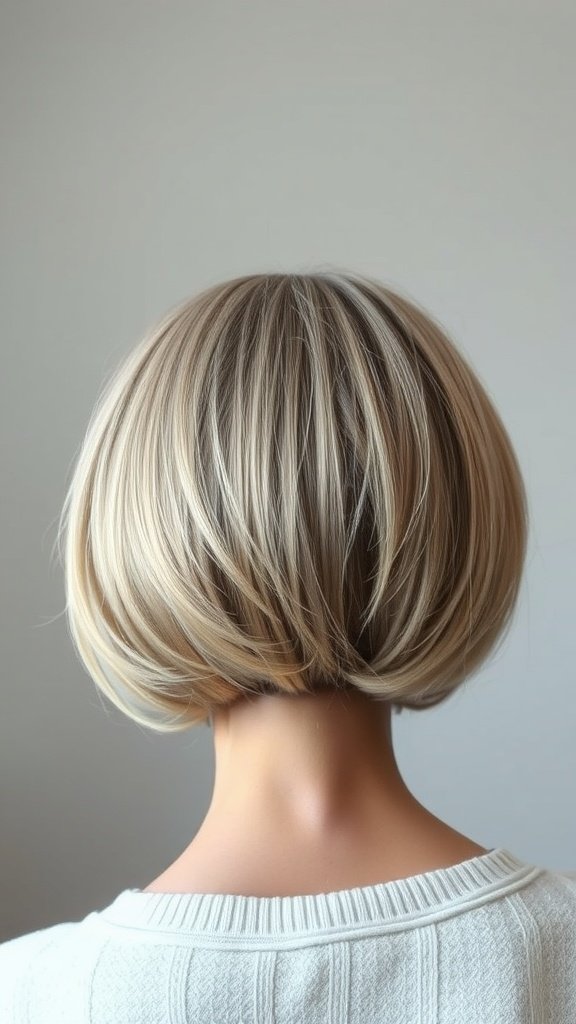 Textured knotless bob hairstyle with highlights